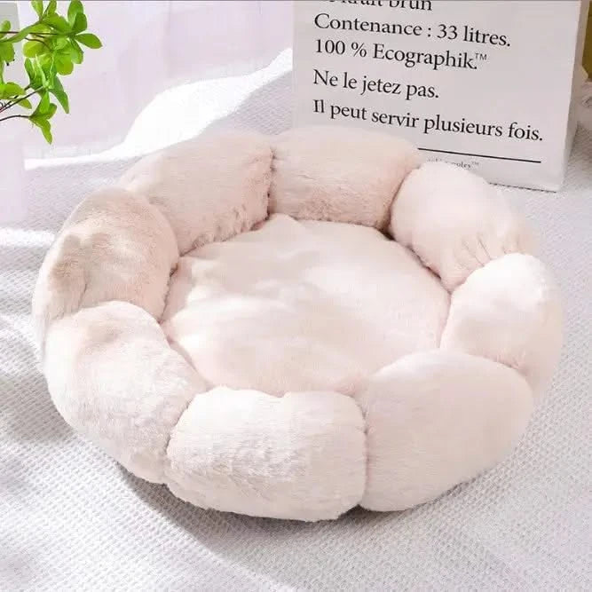 Plush Flower Pet Bed: Cozy Soft Round Cushion for Dogs, Cats