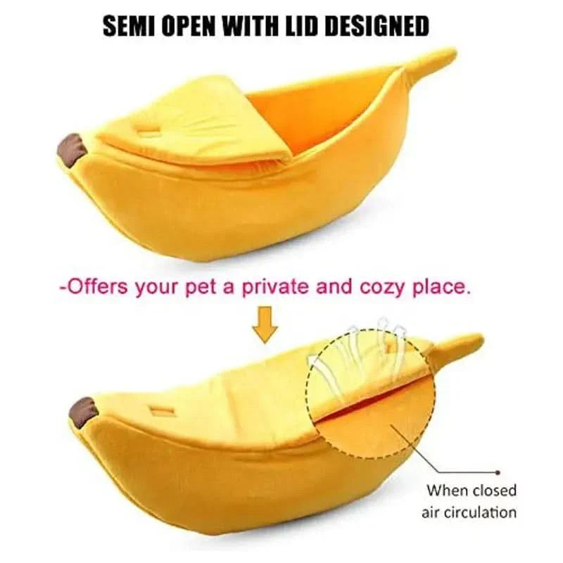 Cozy Banana Pet Bed: Soft Plush Winter Warm Nest Cushion for Cats & Dogs