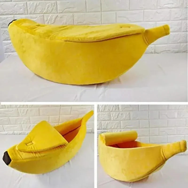 Cozy Banana Pet Bed: Soft Plush Winter Warm Nest Cushion for Cats & Dogs