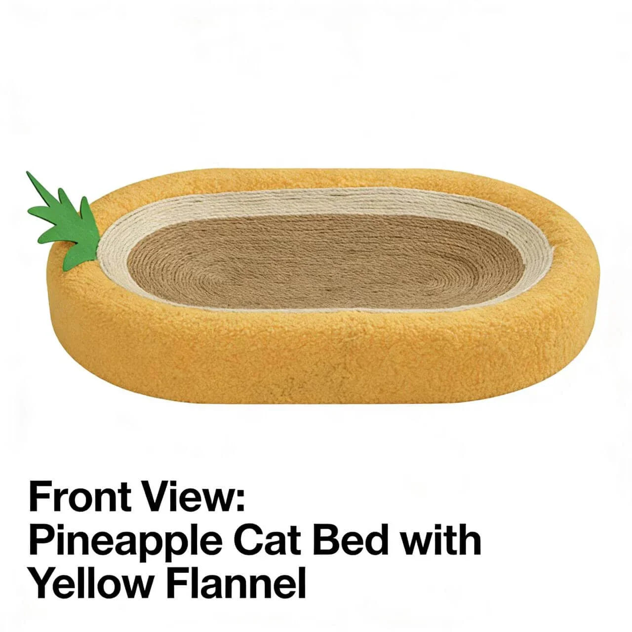 Durable Pet Scratcher for Cats - Pineapple Design, Sisal Core, Yellow Plush Edge Mat