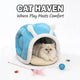 Warm Enclosed Cat Bed - Snail Design, Soft Plush, Blue Cave-Style Rest Nest