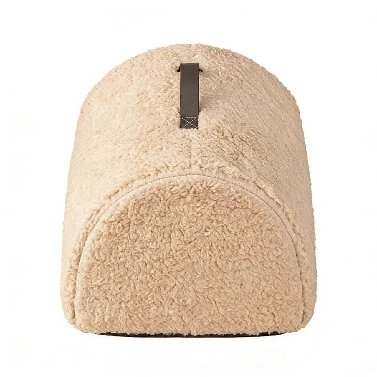 Warm Enclosed Cat Bed - Sherpa Fabric, Beige Cave-Style, Portable Handle Rest Nest