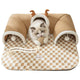 Multi-Functional Cat Play Mat - Plush Checkered, Deer-Shaped Hideout, Hanging Toys for Cats