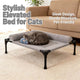 Breathable Pet Cot for Cats - Steel Legs, Mesh Linen, Blue Raised Rest Bed