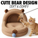 Soft Pet Nest for Cats - Bear-Shaped, Plush Material, Brown, Hanging Toy for Play